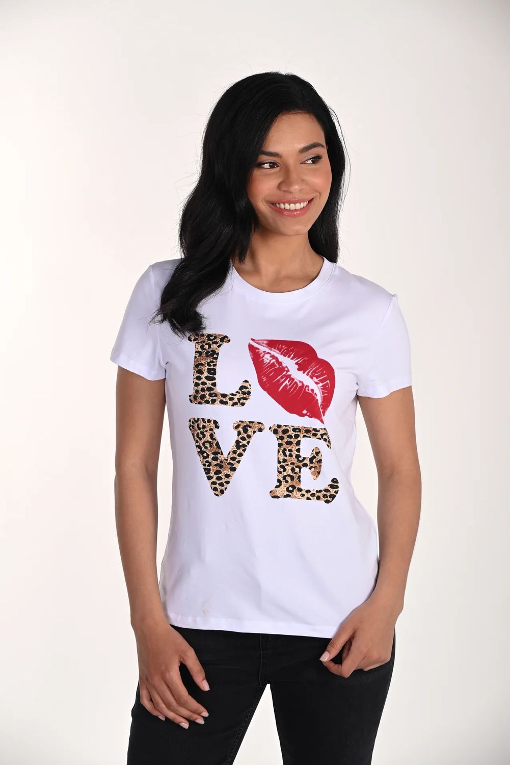 Cotton Print T-Shirt , Color: White, Size: S