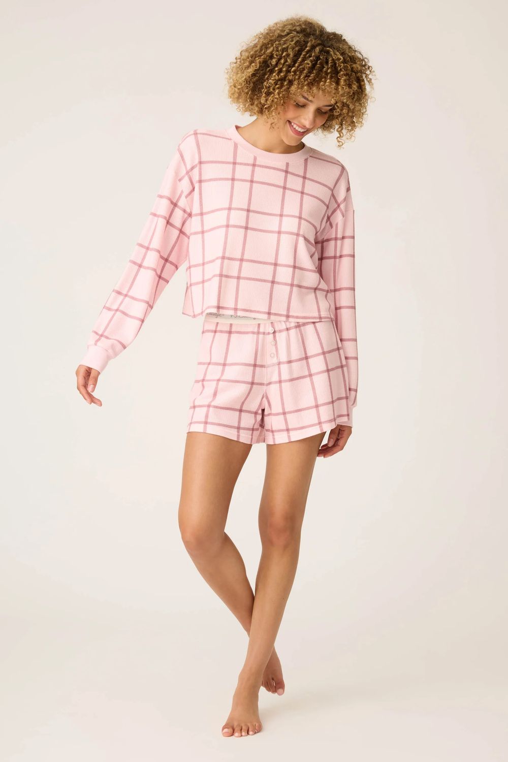 Boyfriend 2pc Boxer Pj Set , Color: Baby Pink, Size: M
