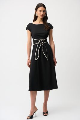 Fit &amp; Flare Boat Neck Midi