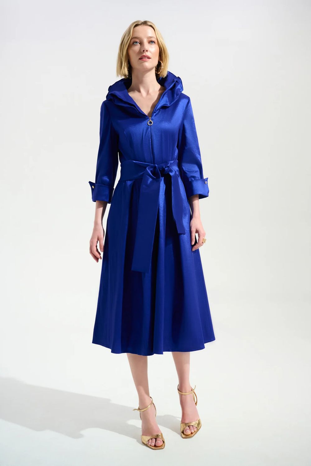 Lapel Wired Collar Fit/ Flare Dress, Color: Royal Sapphire, Size: 6