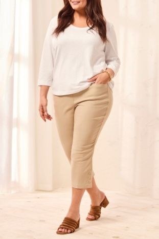 Flatten It Pull-On Capri, Color: Beach, Size: 16W