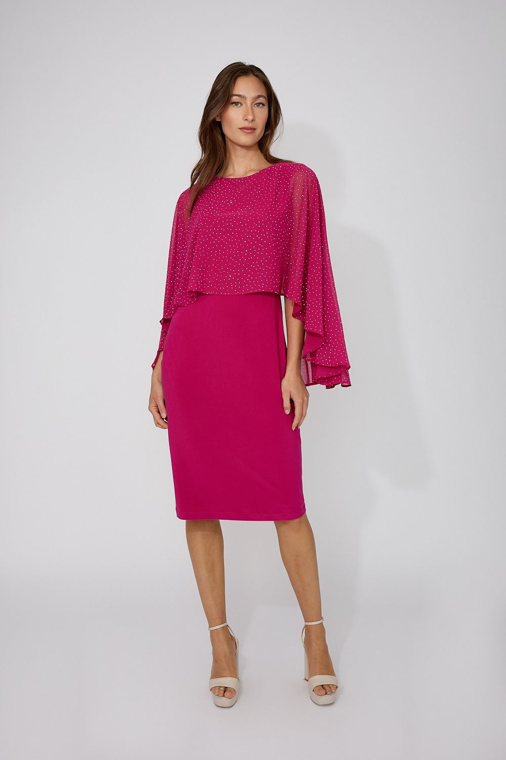Jewelled Cape Overlay Maxi Dress