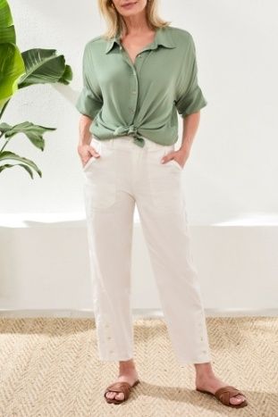 Ankle Pant Hem Button Vents, Color: White, Size: 8