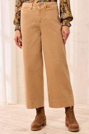 Stretch High-rise Palazzo Pant, Color: Sesame, Size: 8