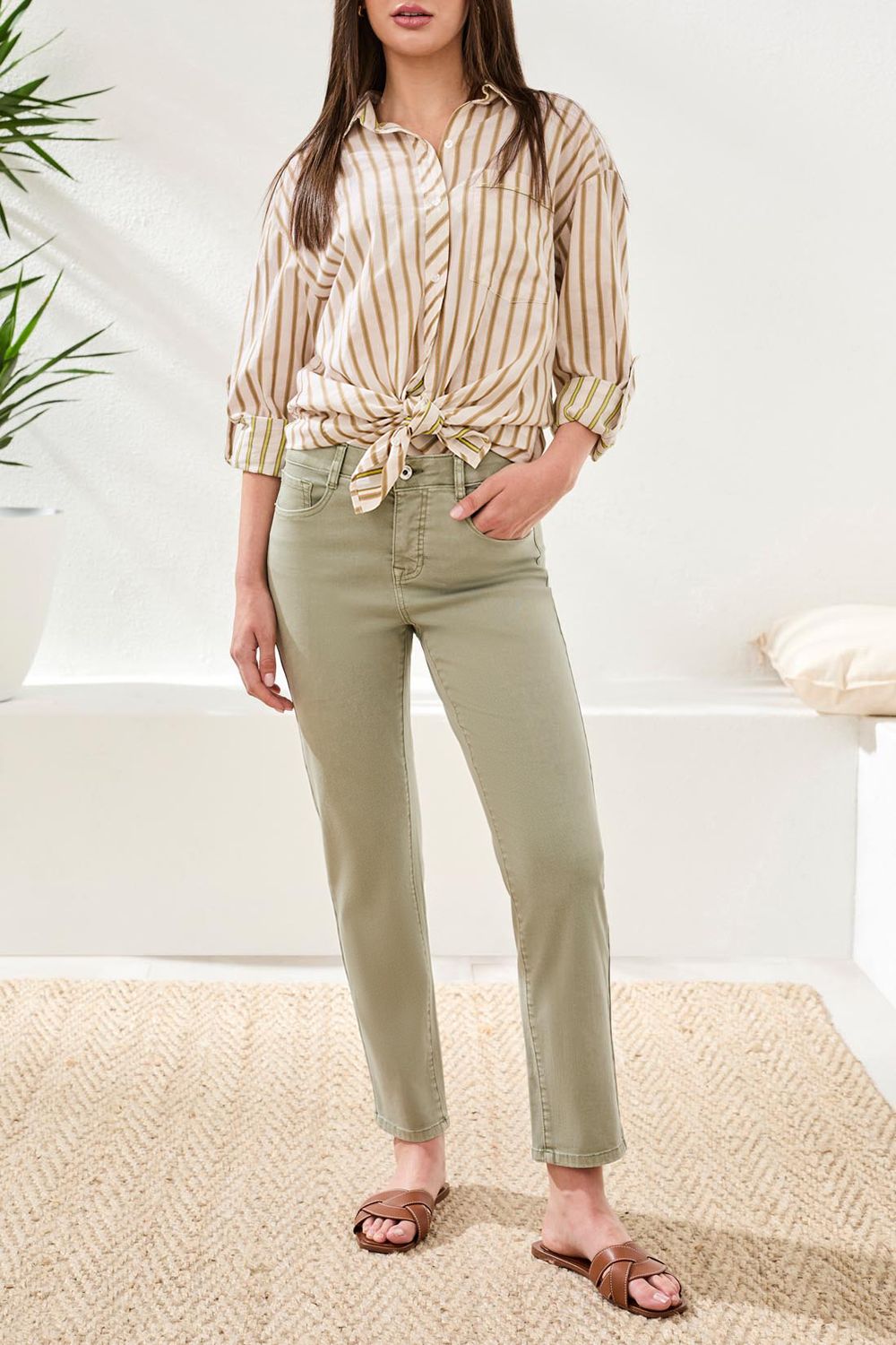 Hugging Straight Ankle Jean, Color: Cactus Clay, Size: 8