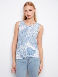 Printed Twisted Hem Detail, Color: Bandana, Size: S