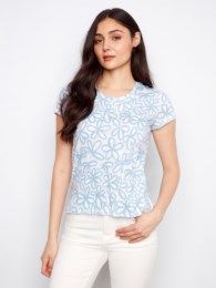Printed Cotton T-Shirt, Color: Brielle, Size: S