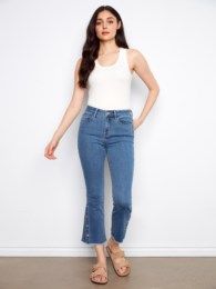 Side Snap Crop Bootcut Jean