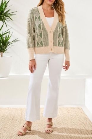 Puff Sleeve Button-Up Cardi, Color: Moss, Size: S