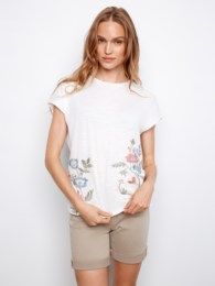 Side Embroidered Floral T-Shirt, Color: Primavera, Size: S