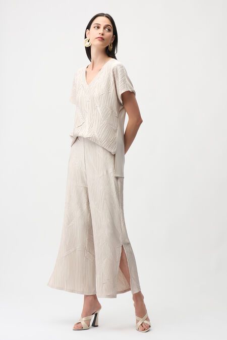 Abstract Textured V-Neck Tunic Top, Color: MoonStone, Size: 12
