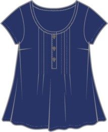 Pleated Flow T-Shirt , Color: Navy, Size: S