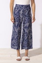 Resort Leaf Print Crop Pant, Color: Navy, Size: S