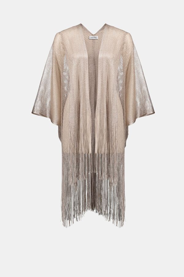 Bohemian Open- Front Shimmer Kimono, Color: MoonStone, Size: O/S
