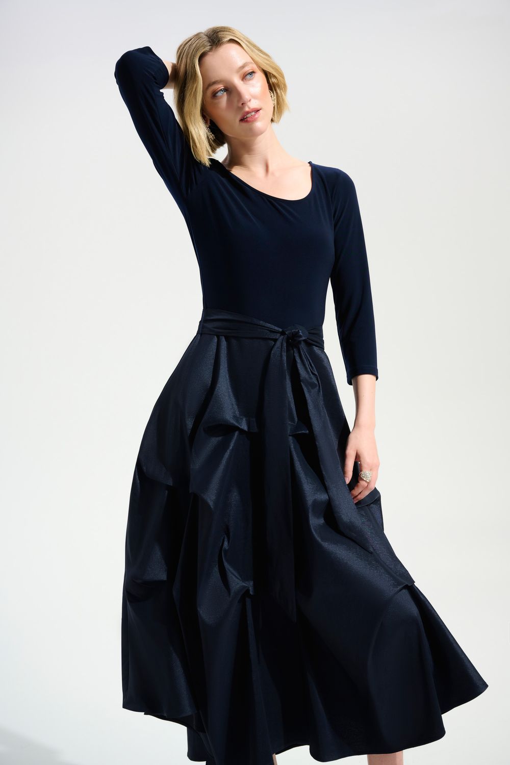 Fit &amp; Flare Taffeta Skirt Midi, Color: Midnight, Size: 12