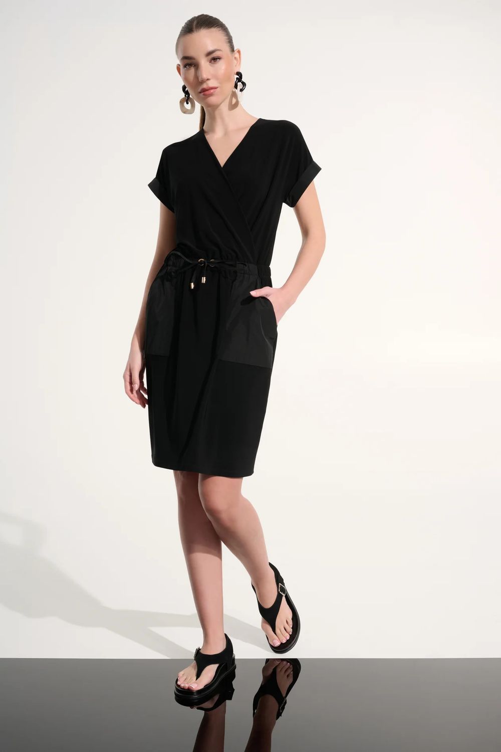 Memory Straight Wrap Dress, Color: Black, Size: S