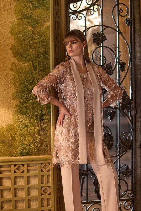 Glamorous Fringed Sequin Top / Duster, Color: Lychee, Size: 12