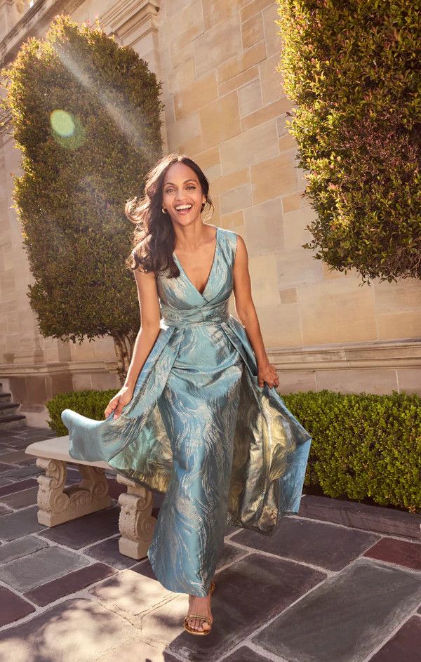 Ball Gown Fly-Away Panel Skirts, Color: Teal/ Gold, Size: 10