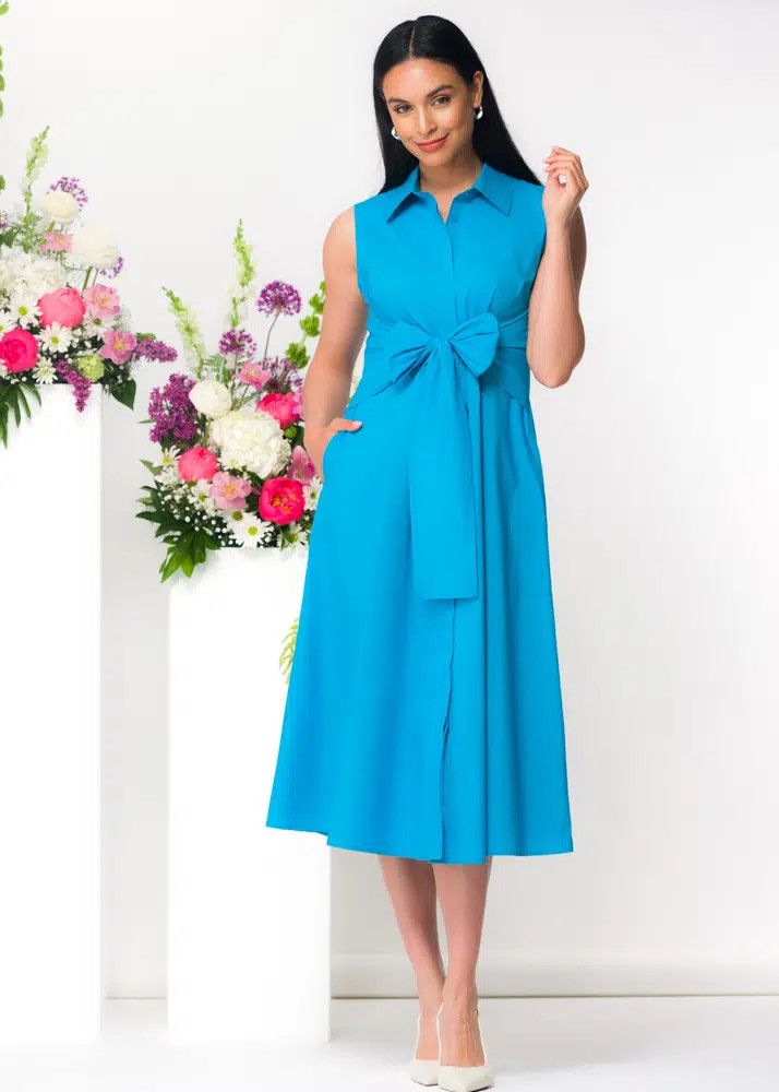 Collard Sleeveless Button Midi
