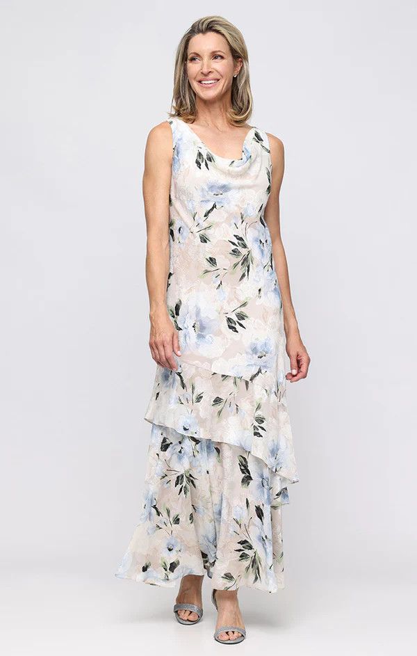 Cowl Neck Floral Maxi Dress