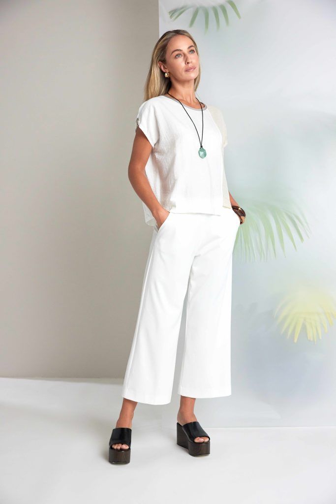 Side Pocket Wide Leg Pant, Color: Cream, Size: 1