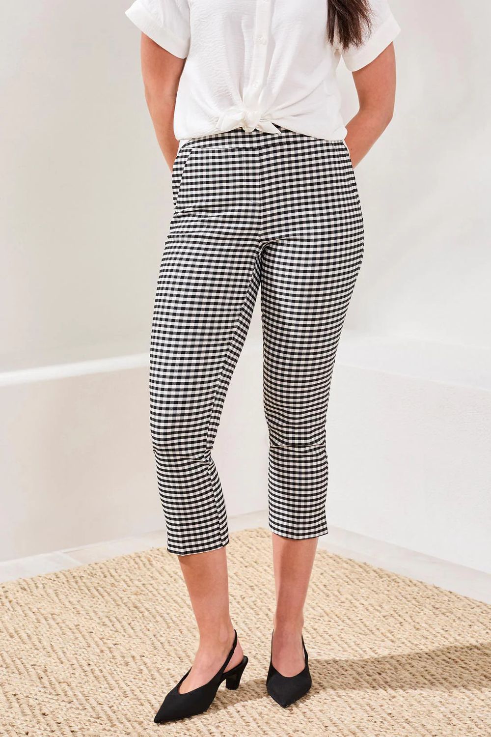 Checkered Pull-On Capri, Color: Black/ White, Size: 4