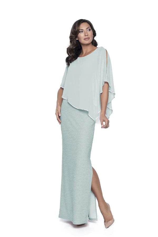 Embellished Chiffon Overlay Gown , Color: Aqua Mist, Size: 8