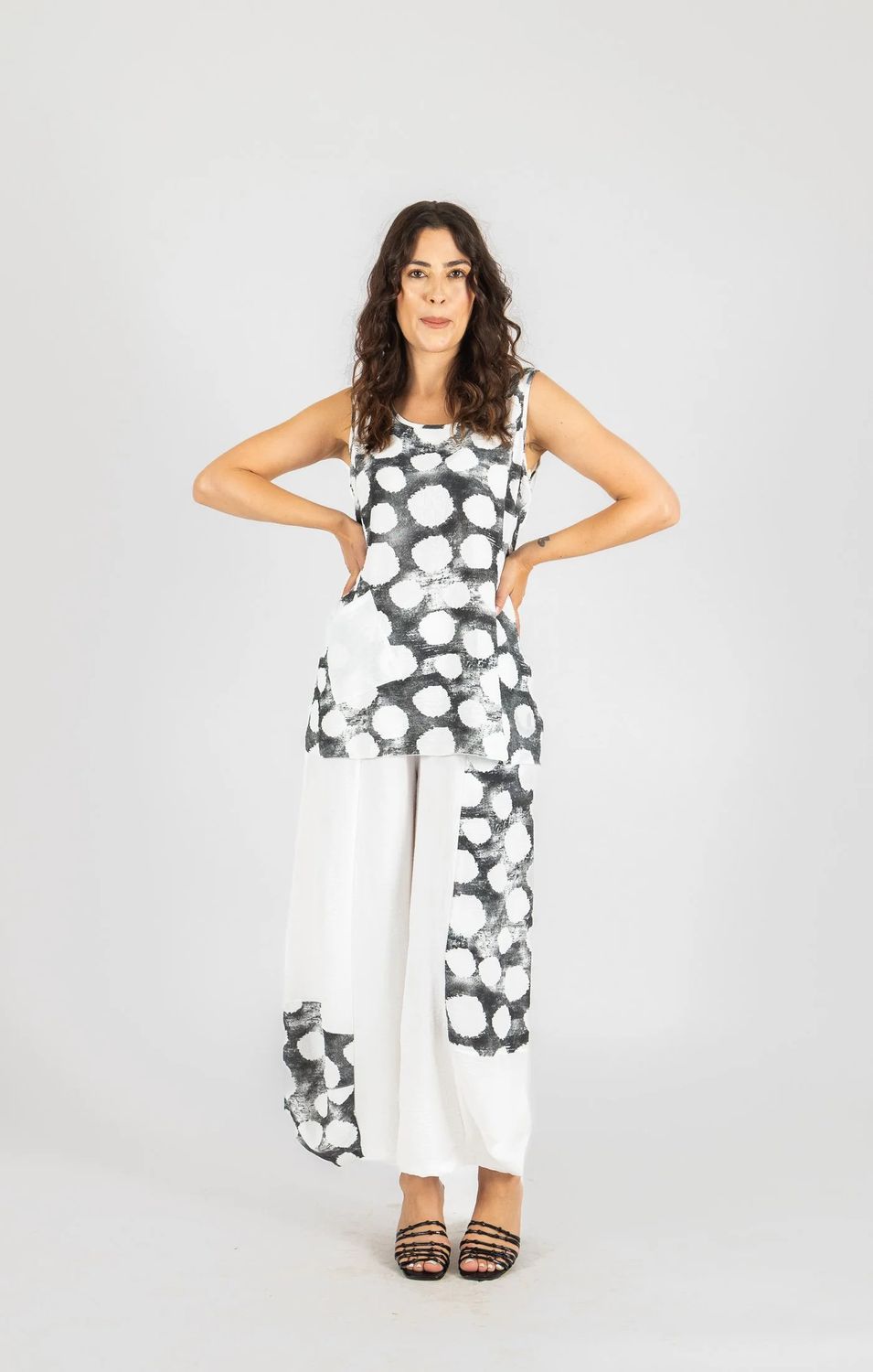 Lantern Hem Shadow Dot Pant, Color: Grey/ White, Size: M