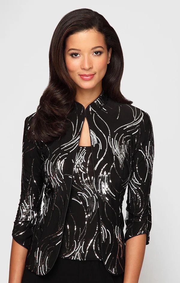 Fireworks Sequin Twinset , Color: Black/ Silver, Size: M