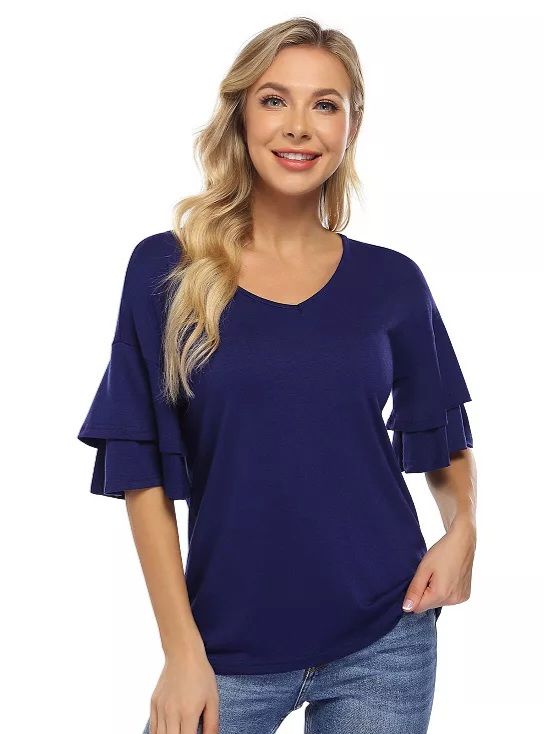Double Flutter Sleeve Bamboo T-Shirt 