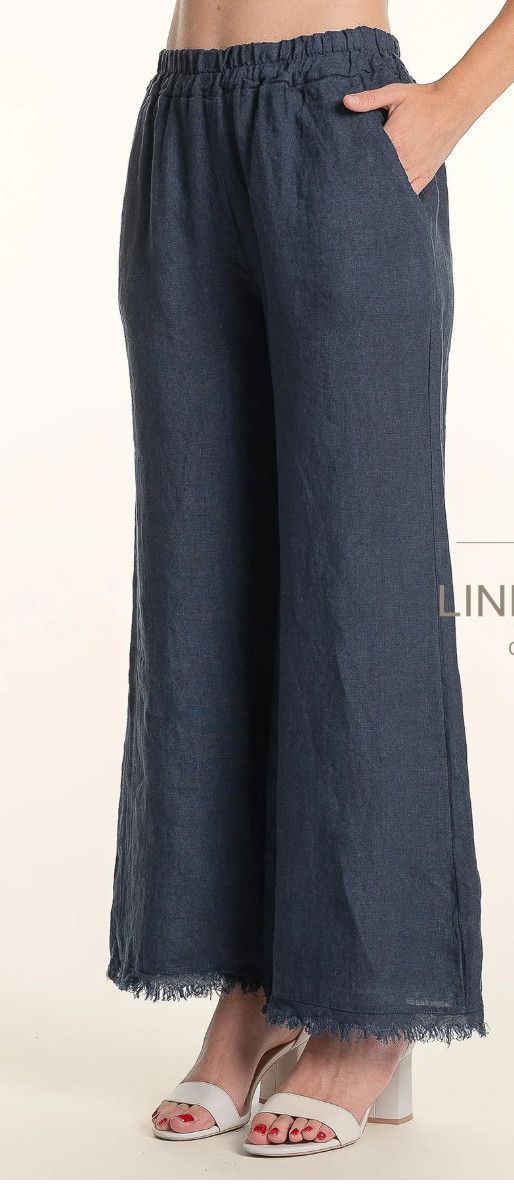F. Linen Fringe Hem Pant 