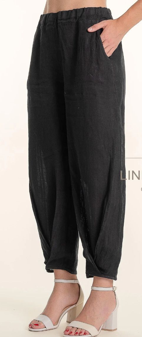Cross-Over Hem F. Linen Pant 