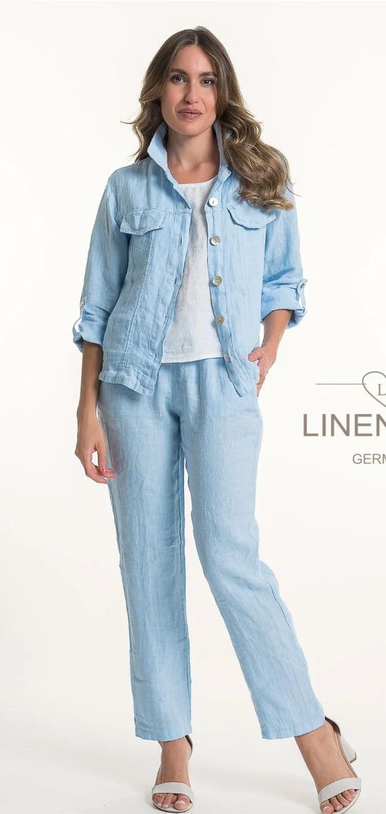 F. Linen Tapered Pocket Pant , Color: Lt. Blue, Size: S