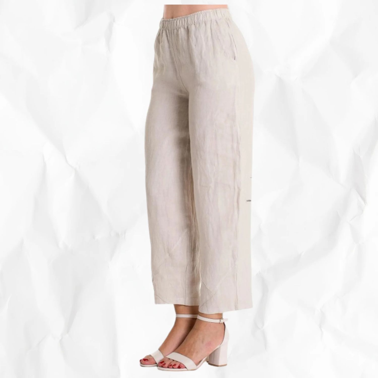 F.Linen Barrel Pant, Color: Beige, Size: S