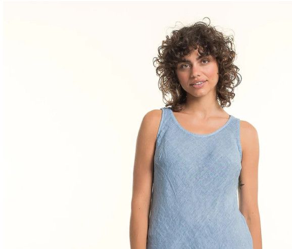  F.Linen Tank, Color: Jean, Size: S