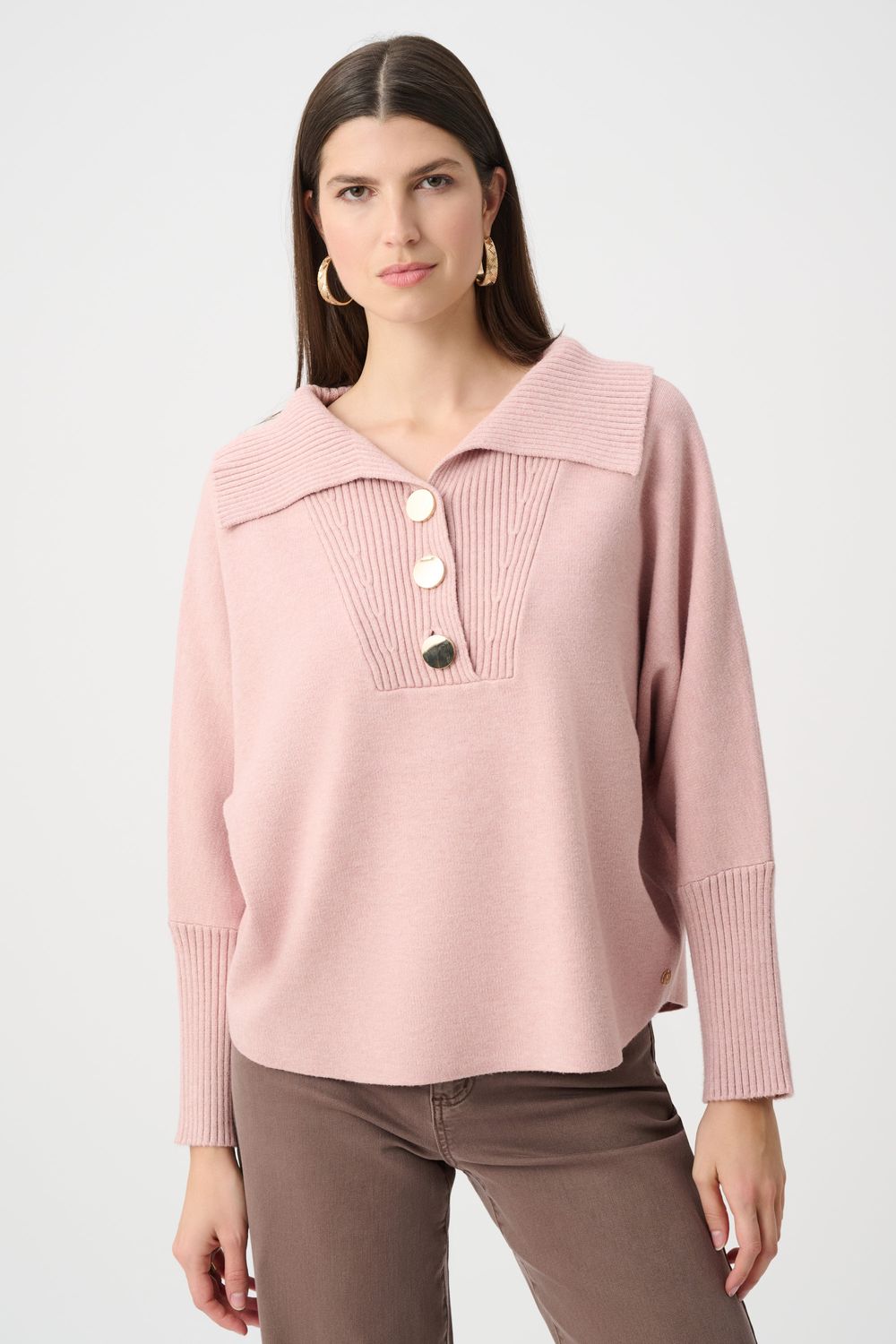 Shawl Neck Sweater , Color: Soft Blush, Size: XS