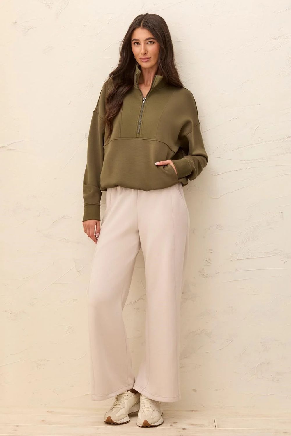 Techno Lux Quarter- Zip Sweater , Color: Basil, Size: S