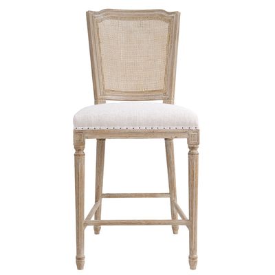 LOUIS SHIELD BACK COUNTER STOOL NATURAL ECRU