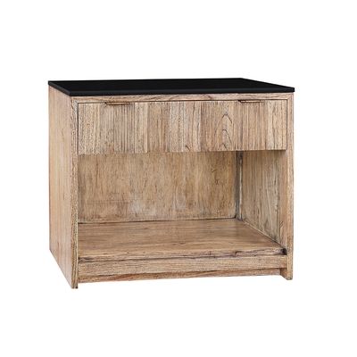 BERKELEY 1 DRW BEDSIDE TABLE - BLACK MATTE MARBLE, TIDAL WOOD