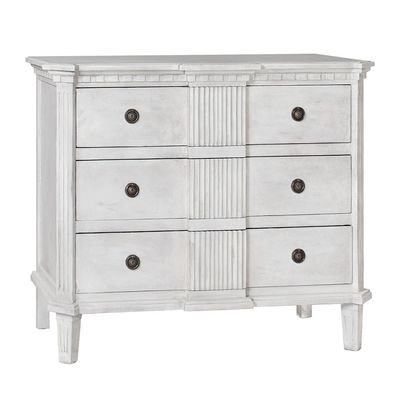 MIA FLUTED 3DRW CHEST - VINTAGE PLASTER
