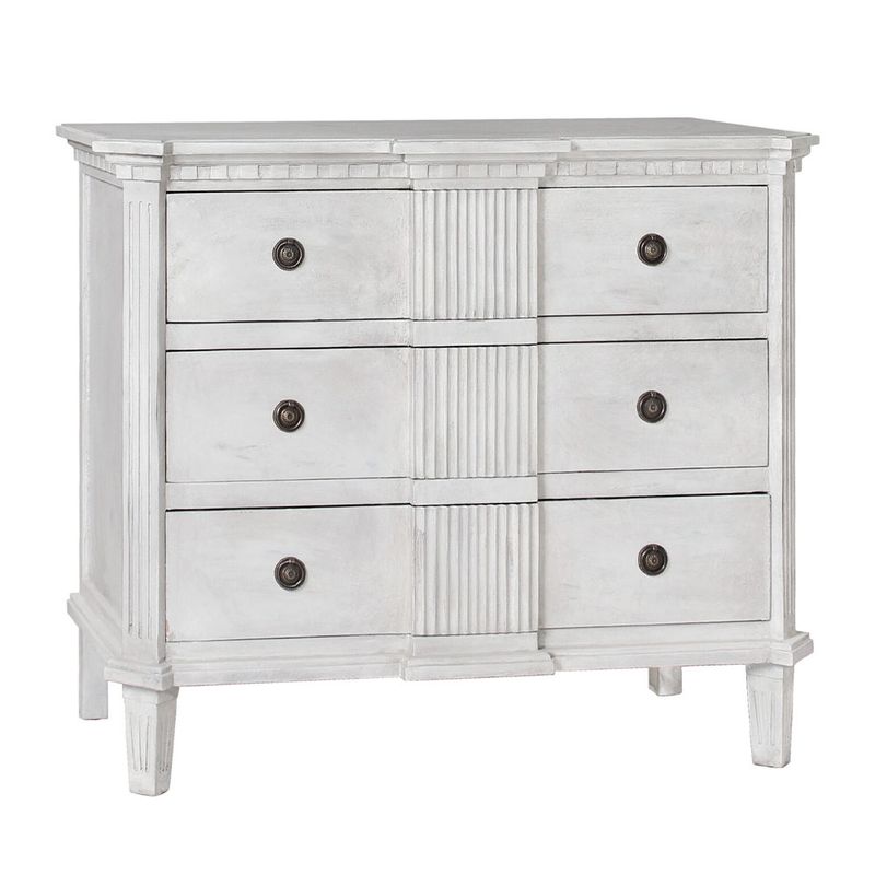 MIA FLUTED 3DRW CHEST - VINTAGE PLASTER