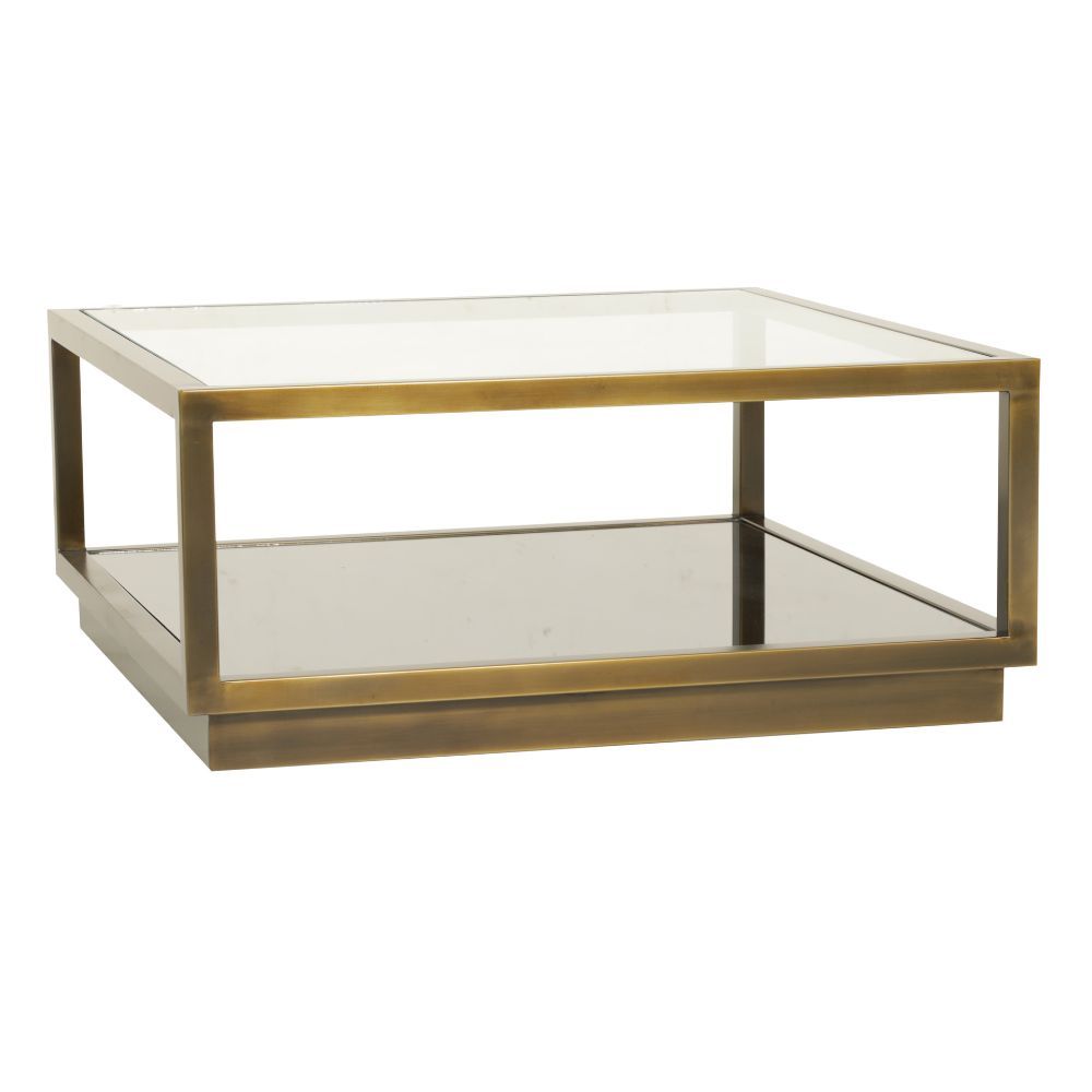 BURKE SQUARE COCKTAIL TABLE, 42" - ANTIQUE BRASS