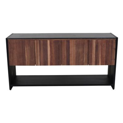 CULLEN 4 DOOR SIDEBOARD - RECLAIMED SADAL WOOD, BLACK STONE