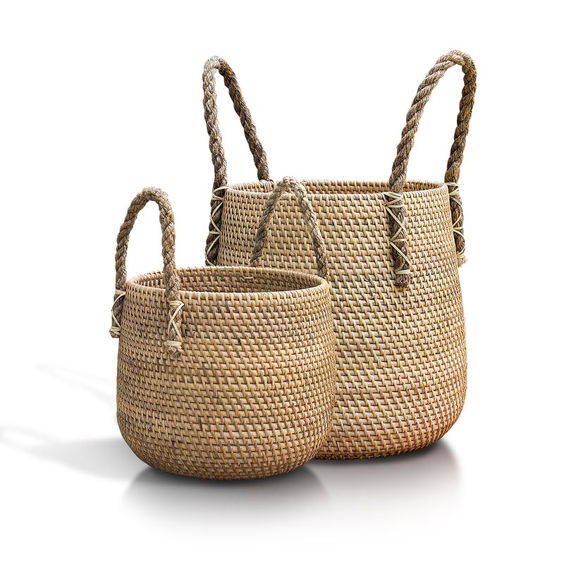 PEAR BASKET W/ JUTE HANDLE, SMALL