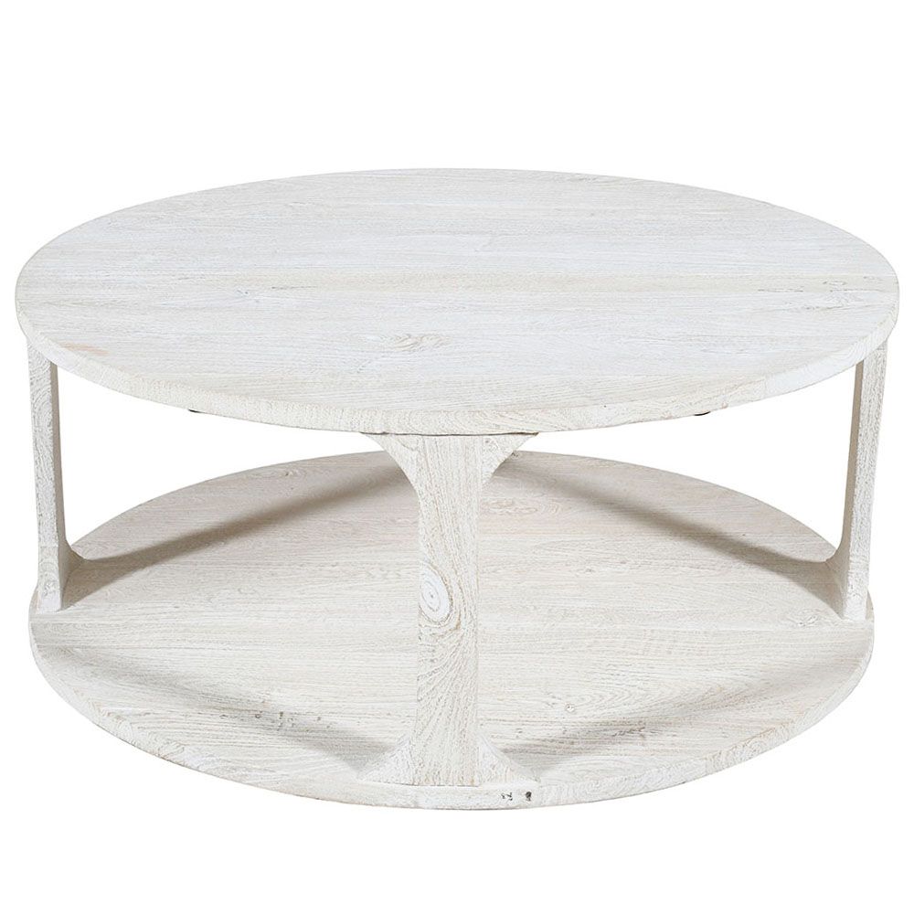 JUDE ROUND COFFEE TABLE - WHITE WASH, SANDBLASTED