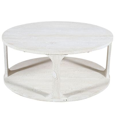 JUDE ROUND COFFEE TABLE - WHITE WASH, SANDBLASTED
