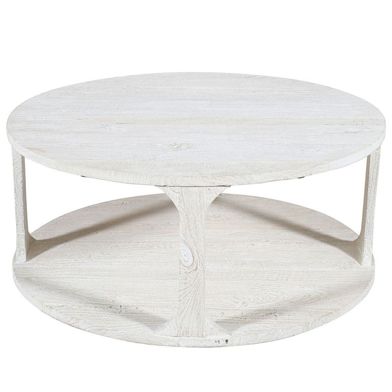 JUDE ROUND COFFEE TABLE - WHITE WASH, SANDBLASTED