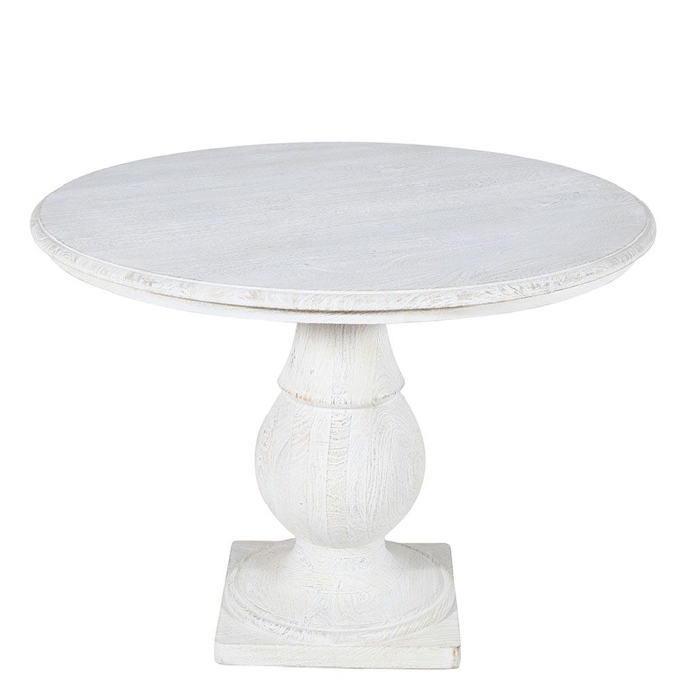 RIDGE ROUND DINING TABLE - WHITE WASH, SANDBLASTED