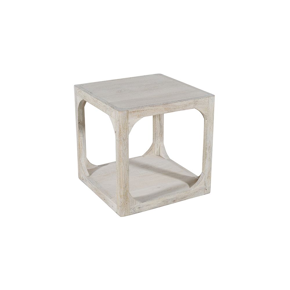 JUDE END TABLE - WHITE WASH, SANDBLASTED