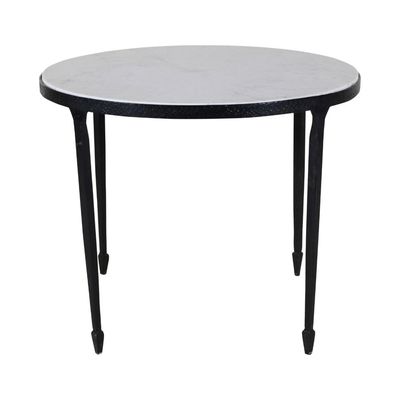WESLEY ENTRY TABLE - MATTE BLACK, WHITE MARBLE